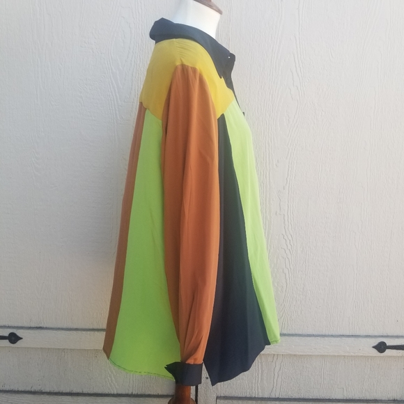 Bob Mackie Silk Colorblock Pattern Blouse 1X - Picture 5 of 6